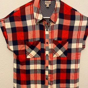 💜COMO- VTG Button Up Soft Flannel Short Sleeve- S